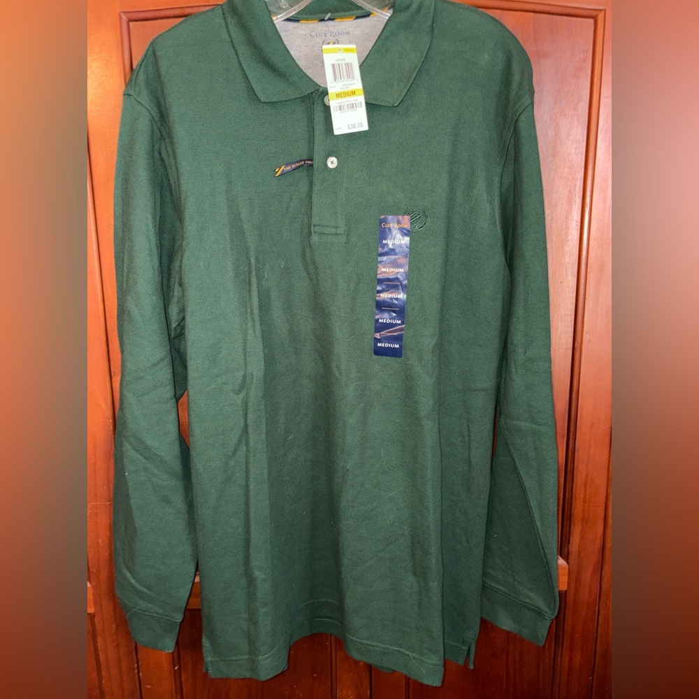 NWT Club‎ Room Forest Green Polo Shirt #1250